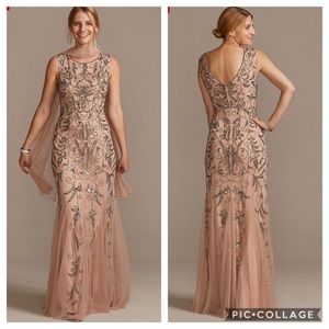 Adrianna Papell fully beaded sleeveless evening long Gown